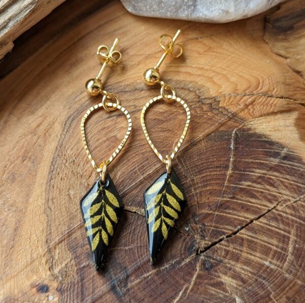 Gold leaves - Diamond Drop earrings - Image 2