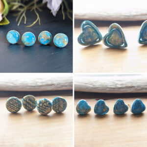 The Opals Studs Collection - gorgeous opal effect studs using polymer clay and blue and gold alcohol ink