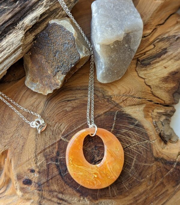 Amber Pendant - Silver chain - Image 2
