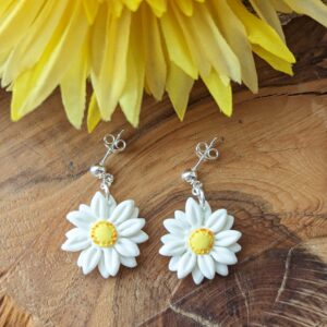 Daisy Daisy drop earrings - perfect Spring and Summer wear, beautiful flower earrings with sterling silver studs