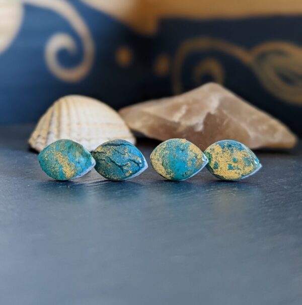 Opals Leaf Studs - Stunning opal effect small leaf shaped studs. Get the look without the price tag