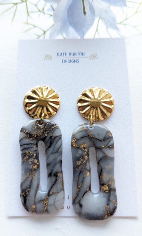 Grey Marble Dangly Earrings Collection - Image 2