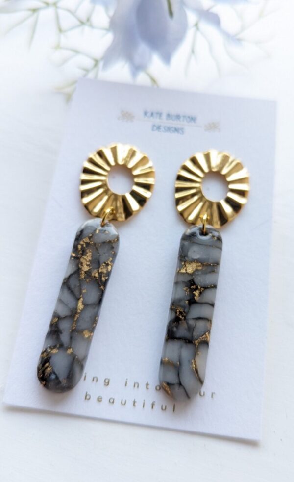 Grey Marble Dangly Earrings Collection - Image 4