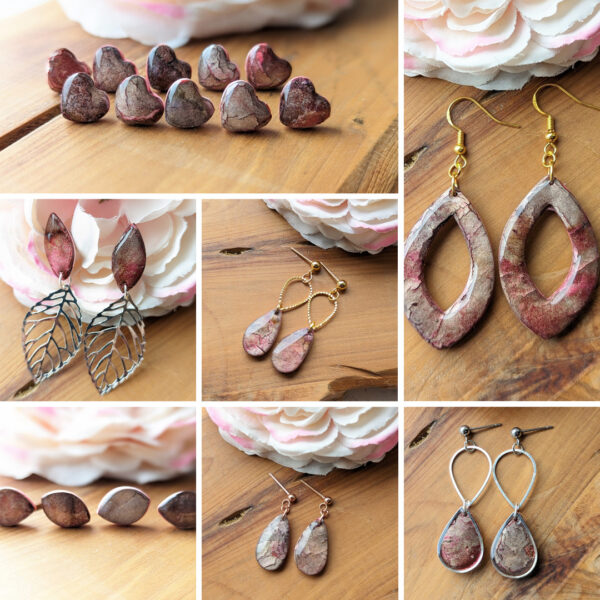 Late Winter Sunset - earrings collection - beautiful winter sunset style earrings made with alcohol inks and polymer clay