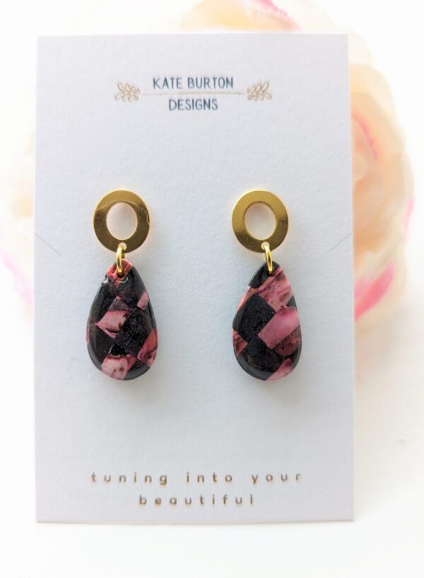 Late Winter Sunset Checker Board Earrings - Image 4
