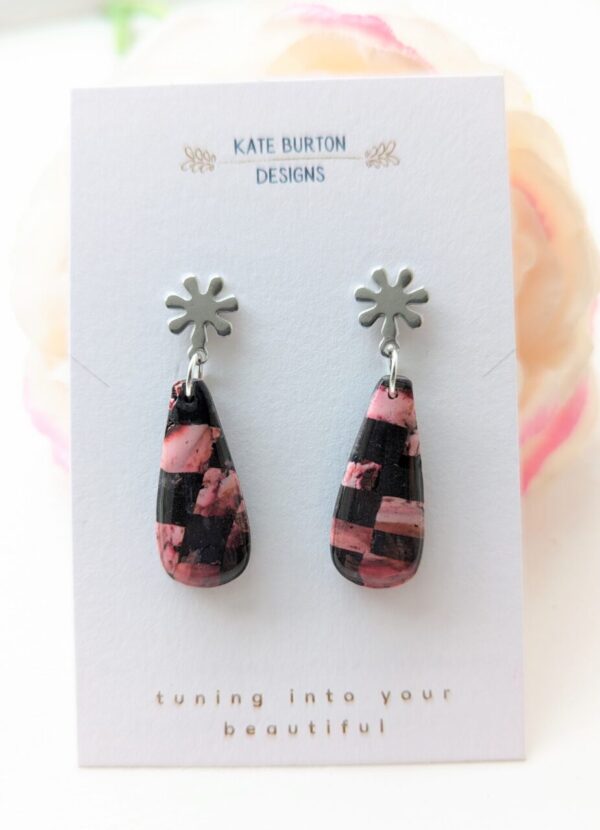 Late Winter Sunset Checker Board Earrings - Image 3