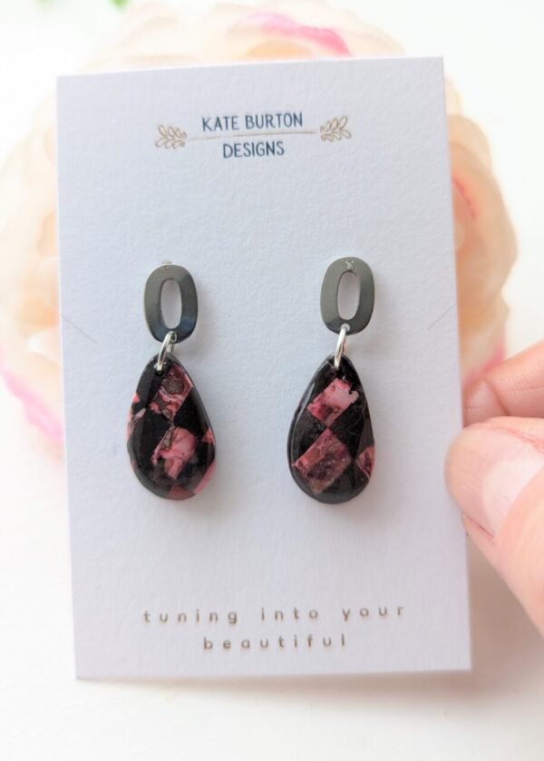 Late Winter Sunset Checker Board Earrings - Image 2