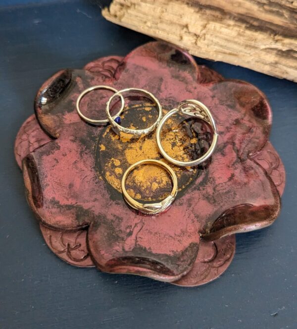 Deep Purple flower Trinket Dish - Image 2
