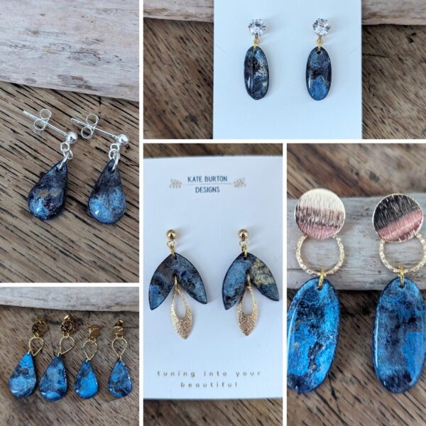 Midnight Drop Earrings - Stunning and striking midnight blue metallic effect drop earrings