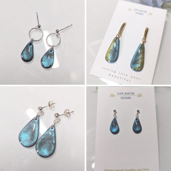 Dusk Teardrop earrings - gorgeous blue pink mix earrings