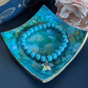 Opals Trinket Dish - beautiful opal effect square trinket dish