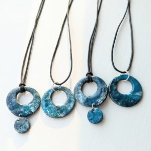 Deep Ocean Pendants - deep blue large statement doughnut pendants