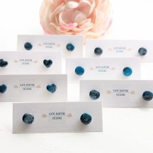Deep Ocean Studs - deep blues and silvers ocean effect studs