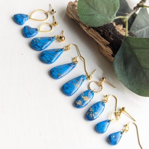 Turquoise Marble Earrings - gold leaf is mixed in with these earrings to create the marble effect