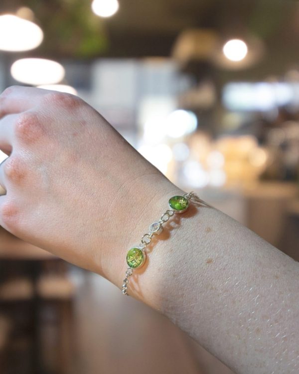 Green Marble effect sterling silver bracelet - Image 4