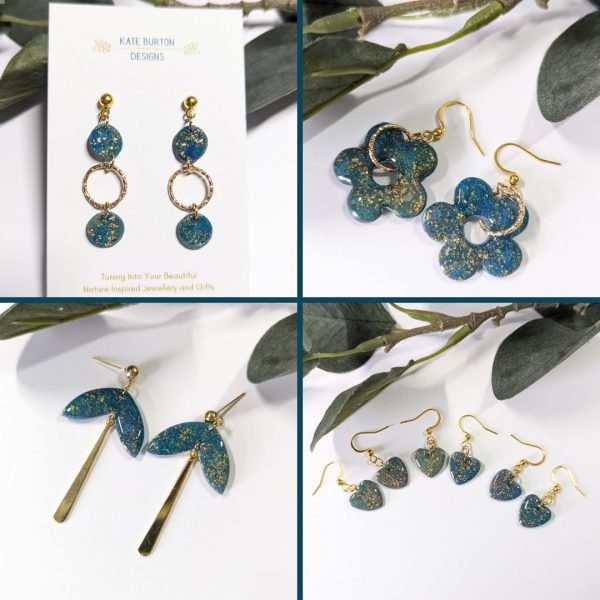 Dark Opals Collection - beautiful blue earrings with gold flecks to give a dark opal effect