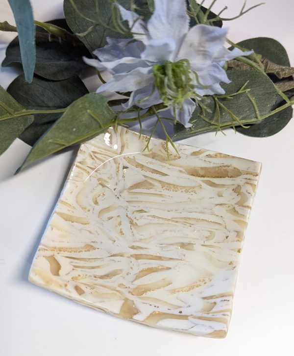 White and Gold Marble Effect Trinket Dish - Image 2