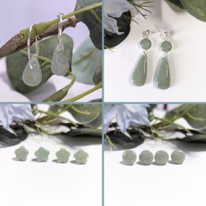 Light Opals Collection - light opal effect earrings of various styles, Round studs, flower studs, large teardrop studs and mini teardrop hoops