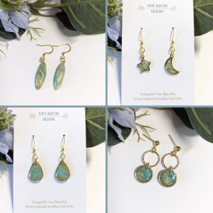 Sea Marble collection - ocean colours in a marble effect drop earrings