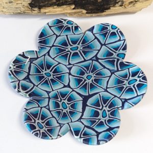 Blue Flowers Trinket Dish Blue Flowers Trinket Dish - beautiful blue flower patter trinket dish using a blue mix clay cane.