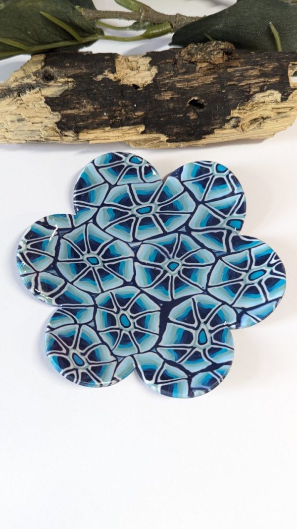 Blue Flowers Trinket Dish Blue Flowers Trinket Dish - beautiful blue flower patter trinket dish using a blue mix clay cane.