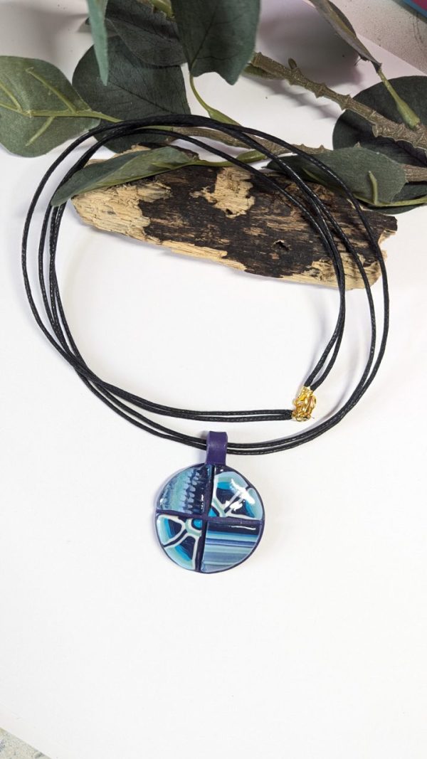 Blue Flower Abstract Pendant - Image 2
