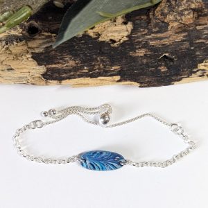 Sparkly Seas Bracelet - sea and waves style bracelet charm on a sterling silver adjustable bracelet