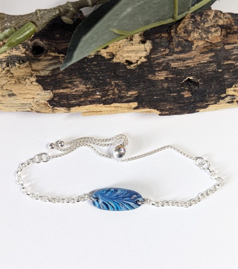 Sparkly Seas Bracelet - sea and waves style bracelet charm on a sterling silver adjustable bracelet