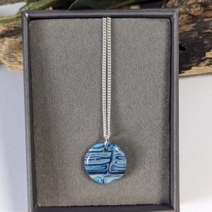 Sparkly Seas round pendant - Sparkly Sea effect charming round pendant on 18" sterling silver chain
