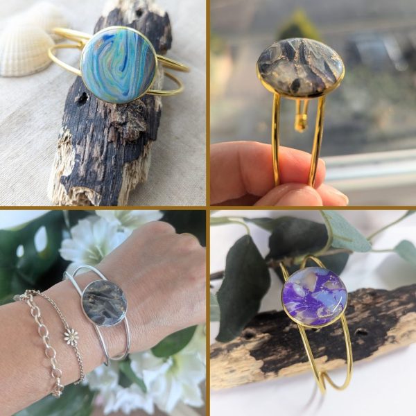 The Bangles - beautiful mixed clay in various colours on adjustable bangles