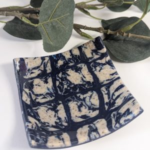 Tide's Out Trinket Dish - blue and sand coloured clay trinket dish - square