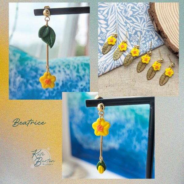 Beatrice Earrings - stunning mini yellow flower drop earrings, three different styles