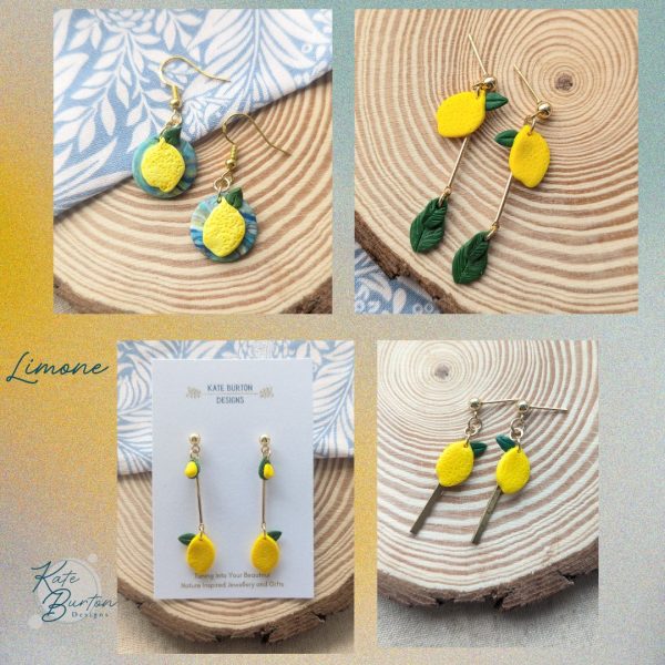 Limone Earrings - bright yellow lemons dangling earrings in 4 different styles