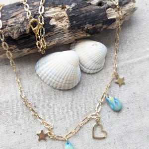 Great Charm Necklace - 18" feature chain with star, heart and teardrop charms