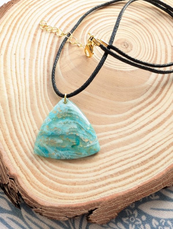 Lilly Pendant - mint green mix pendant on cord chain