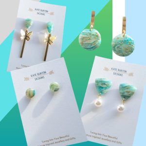 Mint Marble Earrings - marble effect earrings with a gorgeous mint green colour mix