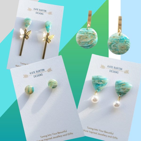 Mint Marble Earrings - marble effect earrings with a gorgeous mint green colour mix