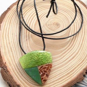 Olive Pendant - shield style autumnal pendant in Olive colours