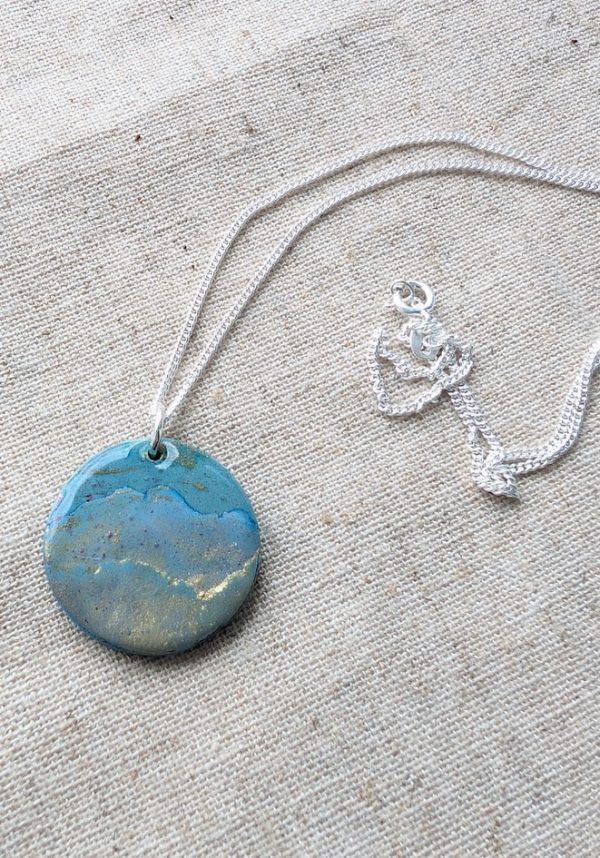 Opals Disc Necklace - sterling silver Necklace - Image 3