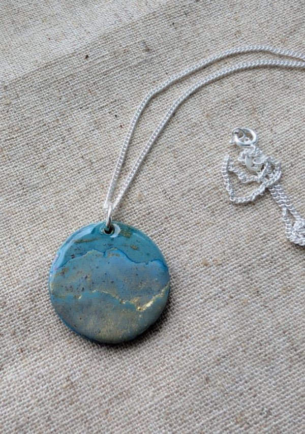 Opals Disc Necklace - sterling silver Necklace - Image 2