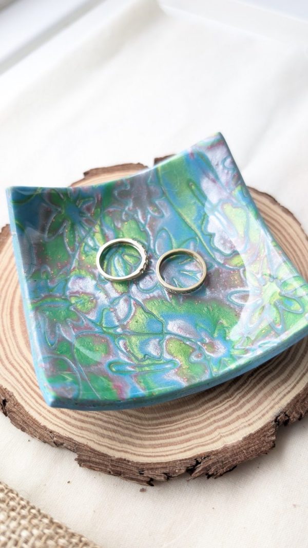 Blue Floral Trinket Dish - Image 3