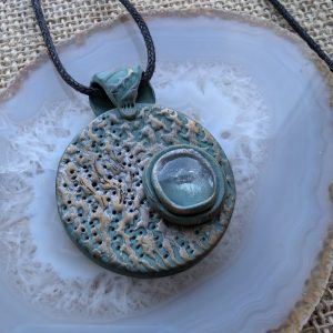 Arla Organic pendant - tactile beautiful earthy teal colour with silver highlights