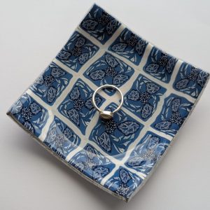 Blue Flora Trinket Dish