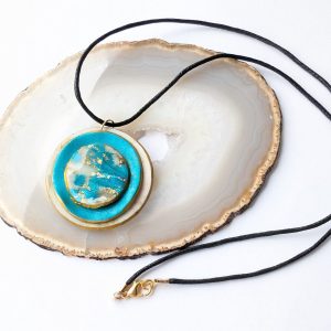 Louisa Pendant - contemporary three tier pendant in blue, whit and gold