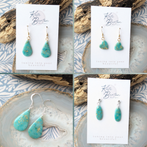 Ocean Breeze Earrings - cold porcelain clay turquoise earring collection - teardrops, hearts and ovals