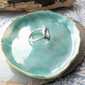 Ocean Breeze Trinket Dish - a delightful trinket dish, slightly translucent with ocean colours, made from cold porcelain clay.